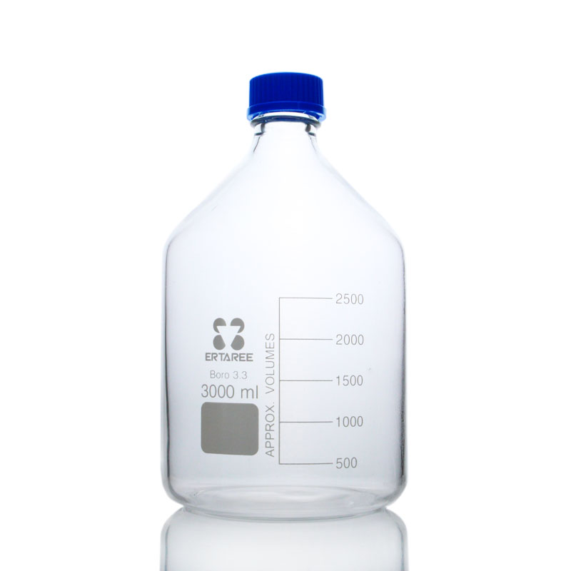 EHD0600,螺口试剂瓶,3000ml,GL45,透明蓝盖,Boro 3.3