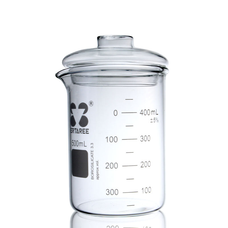 EHD018G,低型厚壁带盖烧杯,500ml,Boro 3.3,可减少液体飞溅
