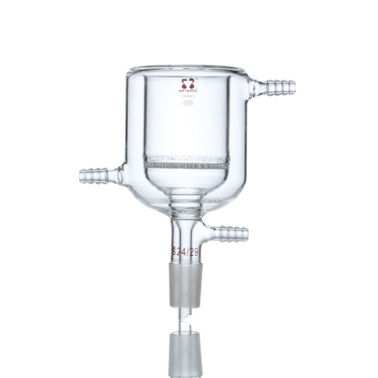 E-E091401,夹套玻板抽滤漏斗,100ml,24/29,孔径2.0mm