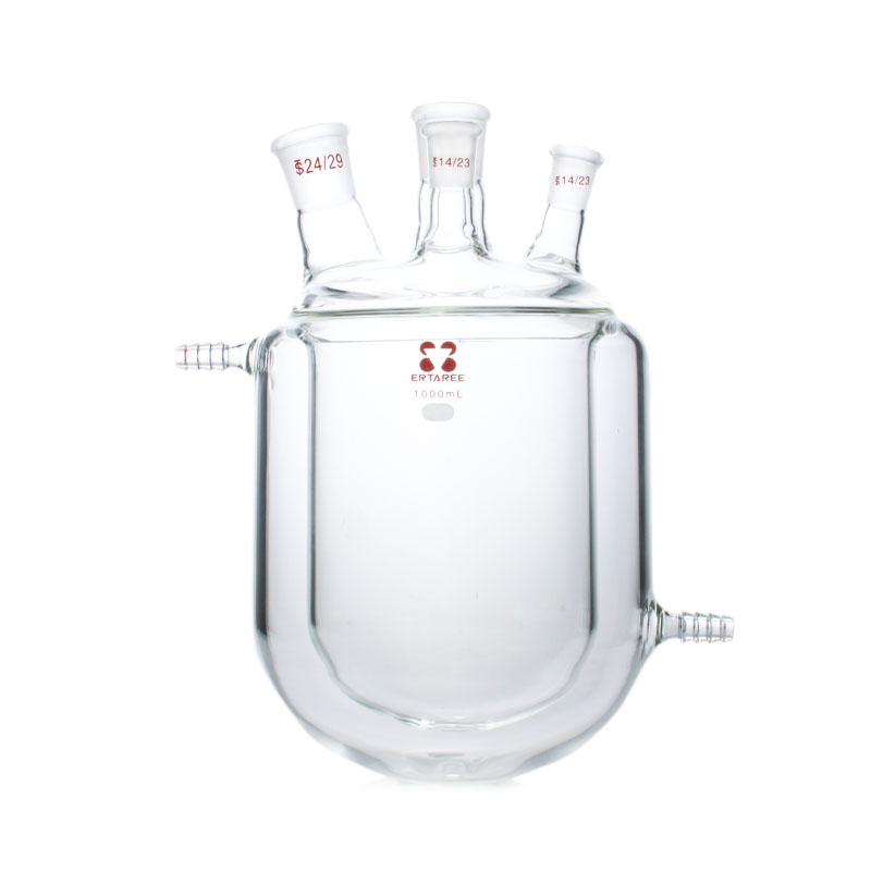 E170105L,四口夹套反应瓶,5000ml,24#*3,34#*1