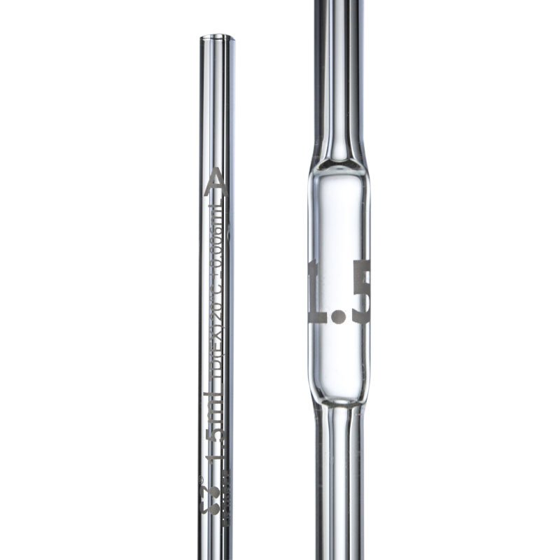 ESV1100,单标线移液管,1.5ml,A级,量出式,TD(EX),单环刻线