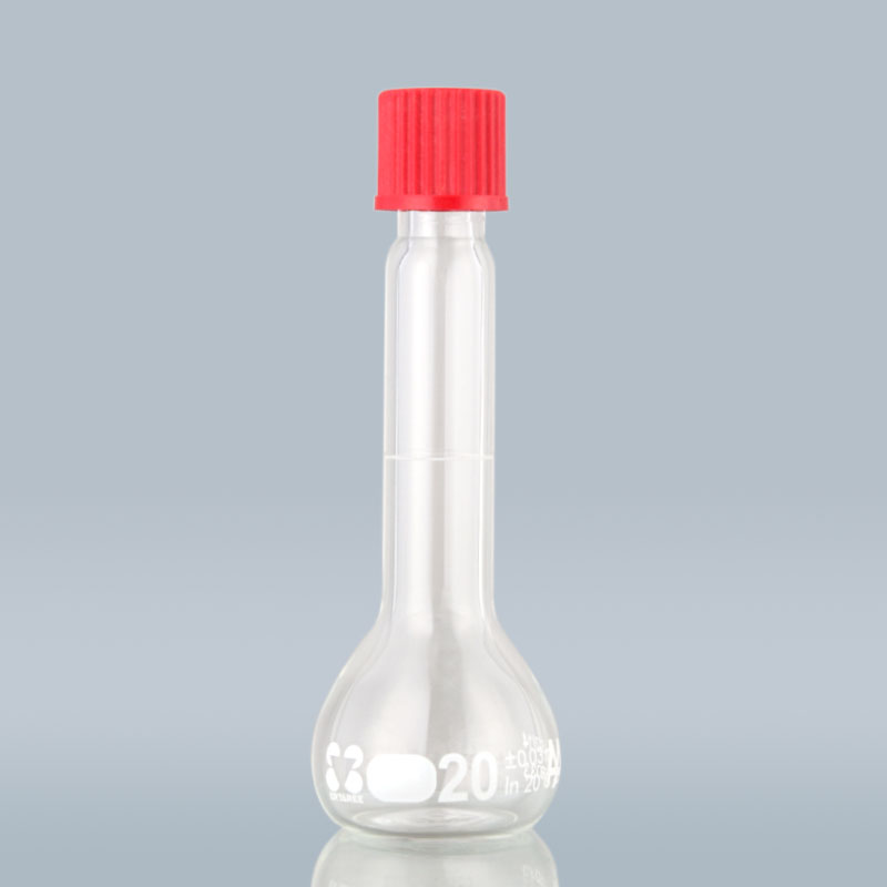 ESV044L，透明螺口容量瓶，15ml，±0.03ml，Boro 3.3，ERTAREE®，螺纹盖，A级