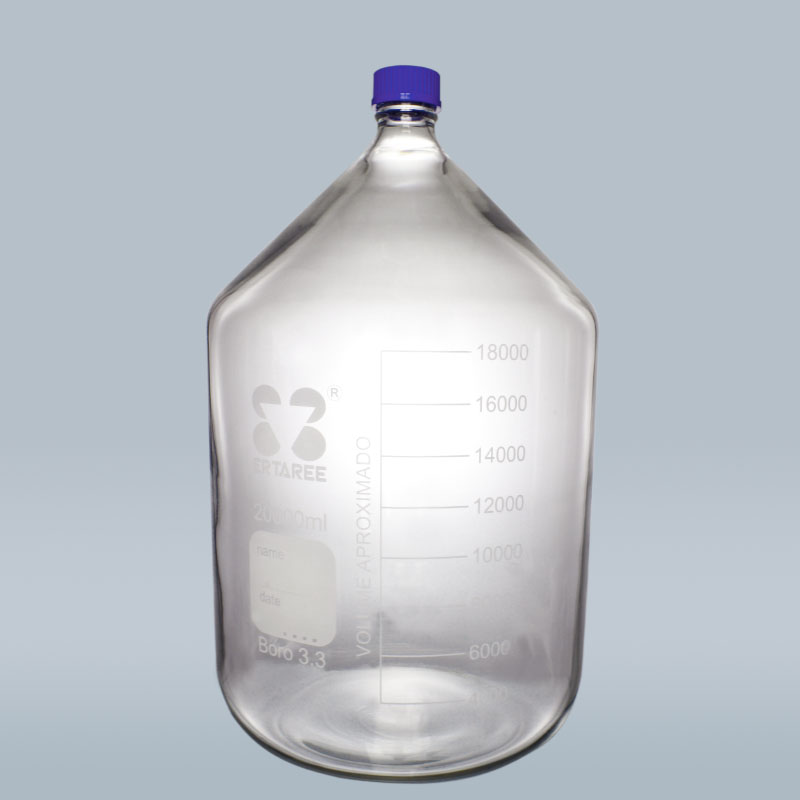 EHD06301,螺口试剂瓶,20000ml,GL45,透明蓝盖,Boro 3.3