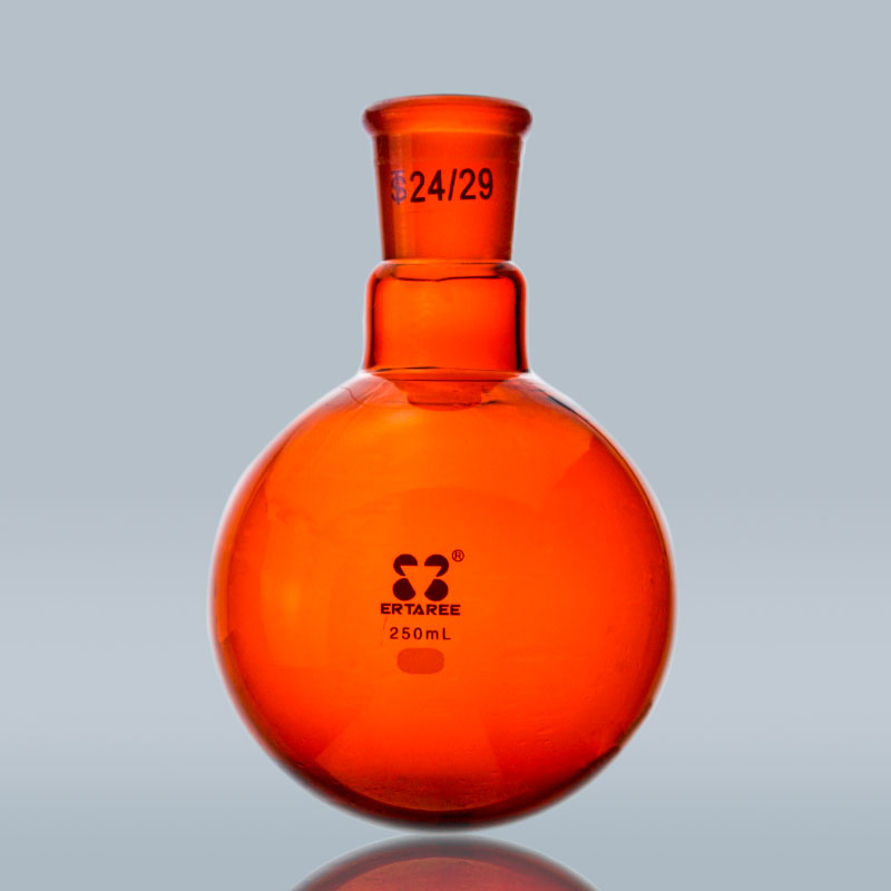 E-F304250Z，棕色单颈圆底球瓶，250ml，24/29