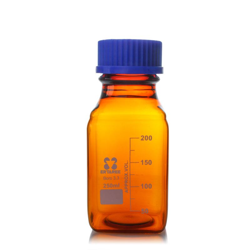 ESVZ211250,棕色方形试剂瓶,250ml,GL45,Boro 3.3
