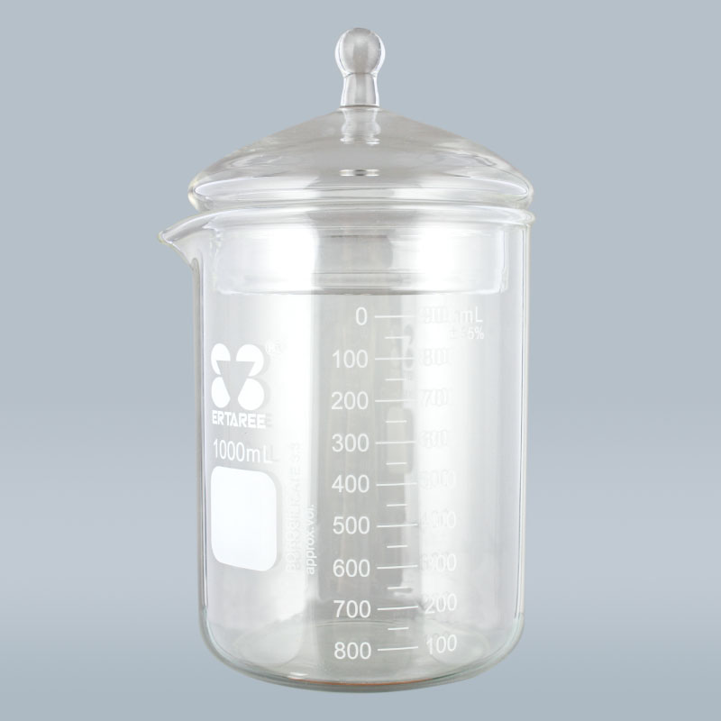 EHD021G,低型厚壁带盖烧杯,1000ml,Boro 3.3,可减少液体飞溅