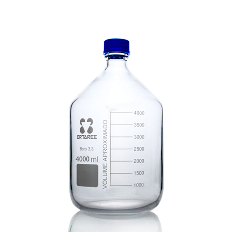 EHD0601,螺口试剂瓶,4000ml,GL45,透明蓝盖,Boro 3.3