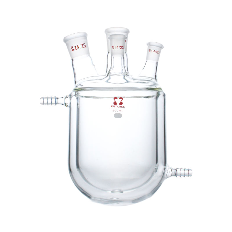 E1701500,四口夹套反应瓶,500ml,24/29*2,14/23*2