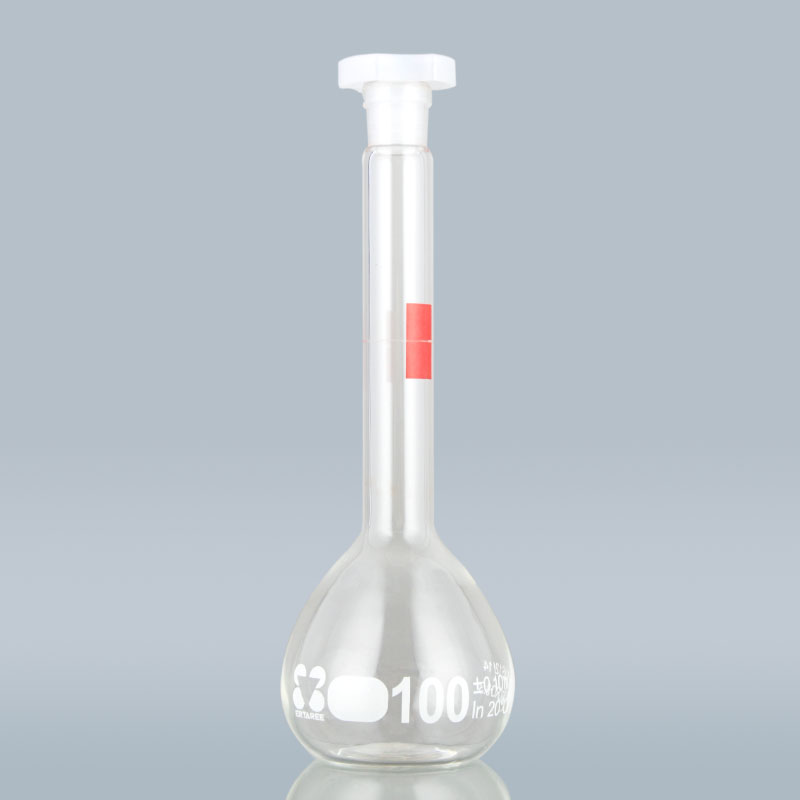 ESV0411，深色背板容量瓶，5000ml，PE塞，±1ml，Boro 3.3，NS 34/35，透明色，A级